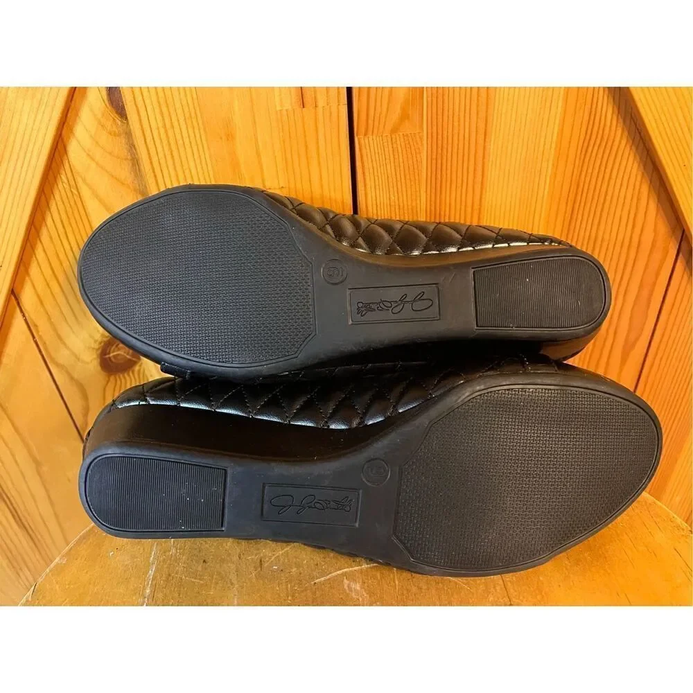 Jaclyn Smith Women's Alba Black Wedge Heel Shoes  Size 9
